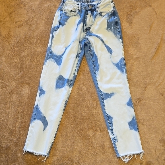 PacSun Blue White Bleached Mom Jeans Size 24 - Picture 1 of 5